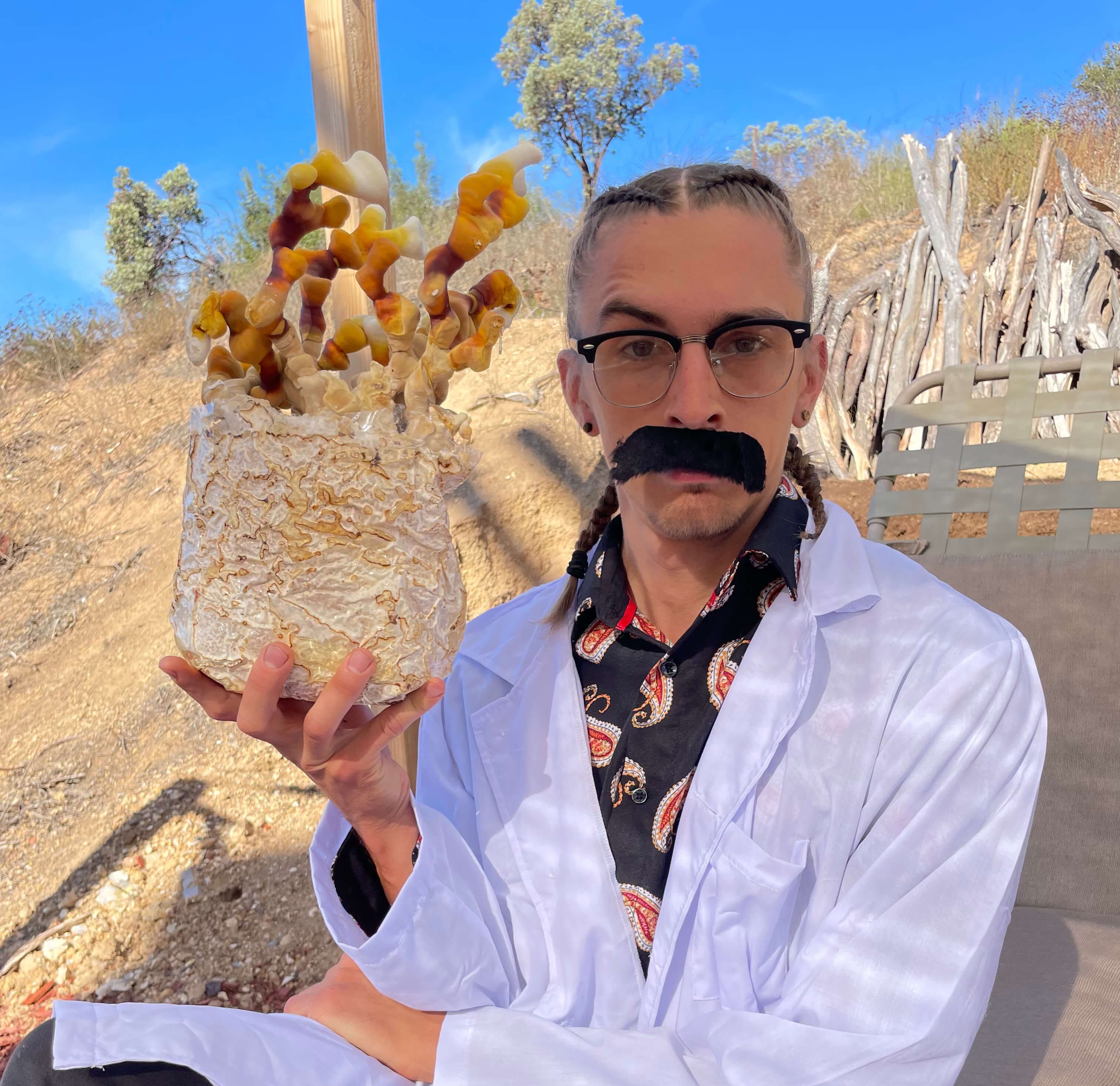 Jake Jarz with mushrooms